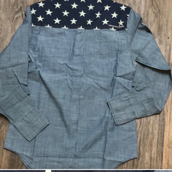 Women's Commander Life Snap Down Blue Denim Star Western Jean Shirt - Picture 15 of 16